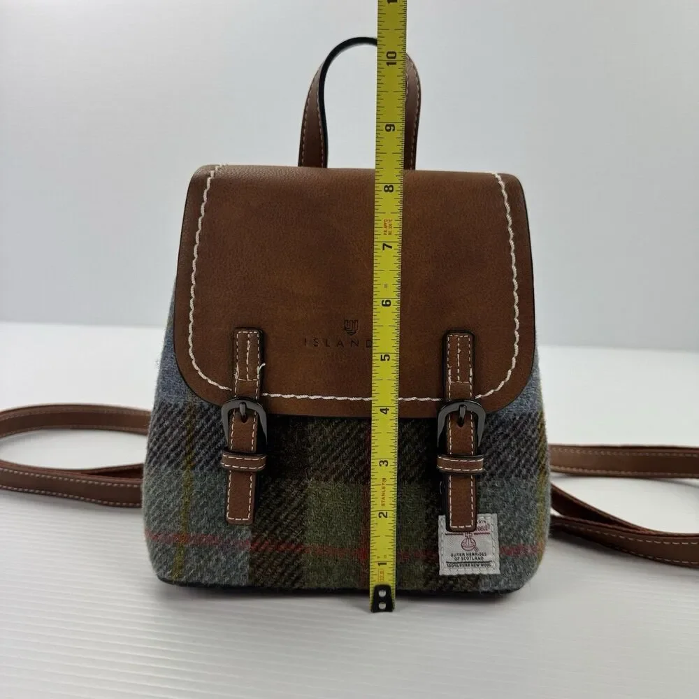 Islander Jura Mini Backpack Harris Tweed Tartan Vegan Leather Scotland NWOT